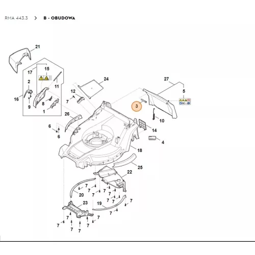 Stihl Csapszeg RM 443.3, RM 443.3 T, RM 443.3 V, RM 448.3 T, RM 448.3 V, RM 453.3 T, RM 453.3 V Fűnyíróhoz
