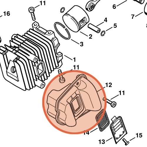 Stihl Kipufogó MS 190 T , 019 T Láncfűrészhez
