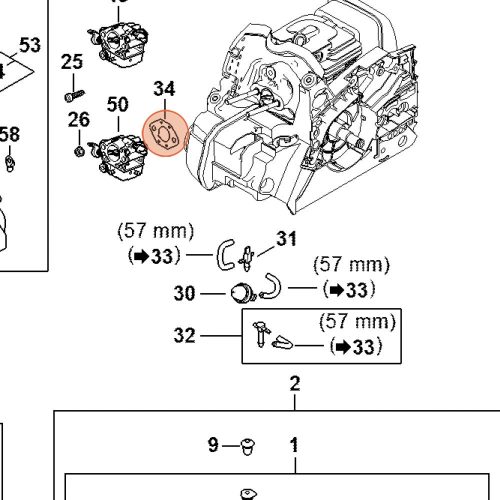 Stihl Tömítés MS 182, MS 172, MS 212 Láncfűrészhez