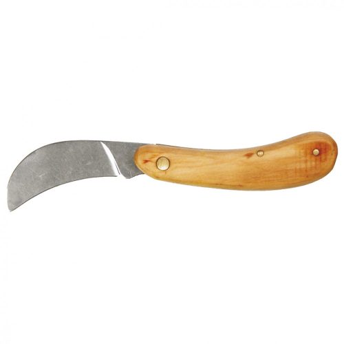 TOPEX Összecsukható hajlított pengés kés retesszel, teljes 180mm, fa markolat