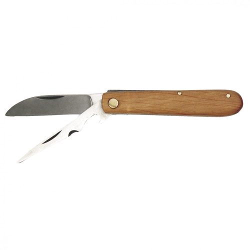 TOPEX Összecsukható kés retesszel, teljes 170mm, fa markolat, két részes