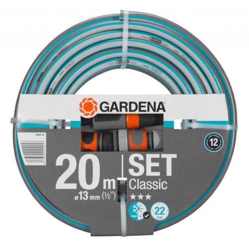 Gardena Classic tömlő, 13 mm (1/2"), 22 bar, 20 m/tekercs (rendszerelemekkel)