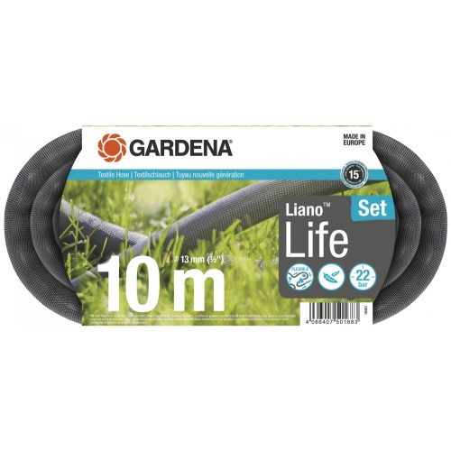 Gardena Liano™ Life textil tömlő készlet, 13 mm (1/2"), 22 bar, 10 m/tekercs