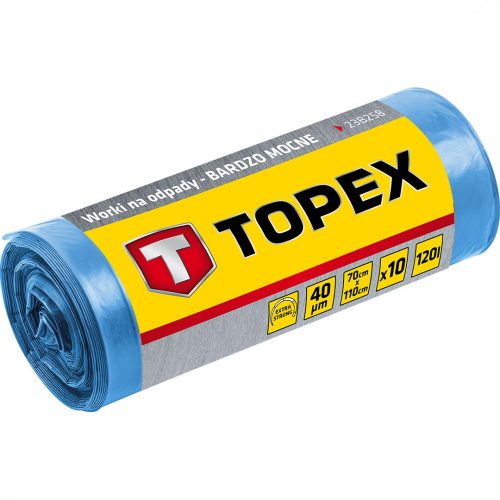 TOPEX Szemetesszák 120 l, kék, 10 db, nagyon erős, méretek:70x110 cm, vastagság: 40 mic, LDPE fólia
