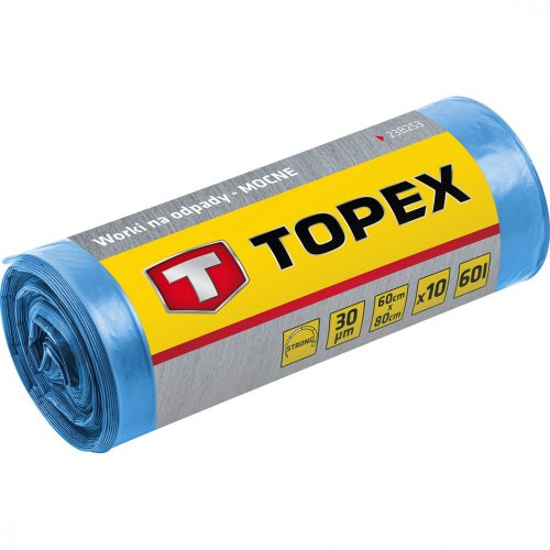 TOPEX Szemetesszák 240 l, kék, 10 db, nagyon erős, méretek:120x150 cm, vastagság: 45 mic, LDPE fólia