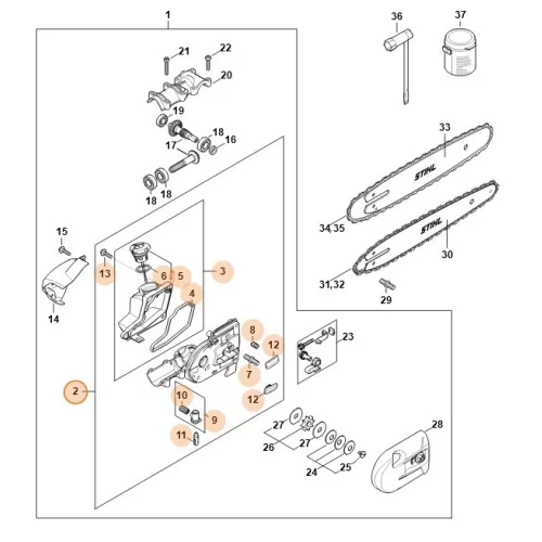 Stihl Hajtómű ház HT 105 , HT 135 Magassági ágvágóhoz