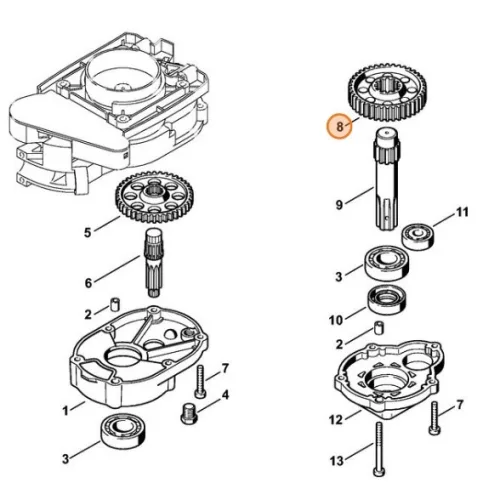 Stihl Fogaskerék BT 120 C, BT 121, BT 130, BT 131 Gödörfúróhoz