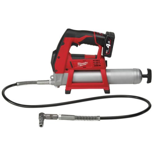 Milwaukee M12 GG-401B akkus szuperkompakt zsírzópisztoly (1 x 4.0 Ah Li-ion akkuval)