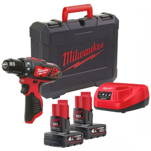 Milwaukee M12 BDD-402C akkus szuperkompakt fúró-csavarozó (2 x 4.0 Ah Li-ion akkuval)