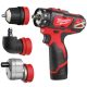 Milwaukee M12 BDDX SET-202C akkus szuperkompakt levehető tokmányú fúró-csavarozó (2 x 2.0 Ah Li-ion akkuval)