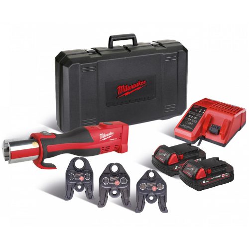 Milwaukee M18 BLHPT-202C TH-SET FORCELOGIC™ akkus kompakt szénkefe nélküli hidraulikus prés (2 x 2.0 Ah Li-ion akkuval)