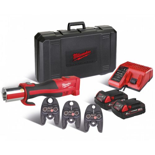 Milwaukee M18 BLHPT-202C U-SET FORCELOGIC™ akkus kompakt szénkefe nélküli hidraulikus prés (2 x 2.0 Ah Li-ion akkuval)