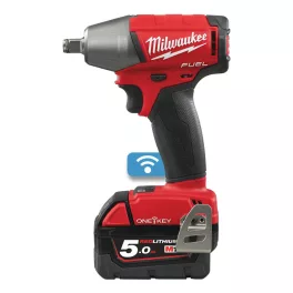   Milwaukee M18 ONEIWF12-502X akkus ONE-KEY™ FUEL™ szénkefe nélküli ütvecsavarozó biztosítógyűrűvel, 1/2" négyszög meghajtással (2 x 5.0 Ah Li-ion akkuval)