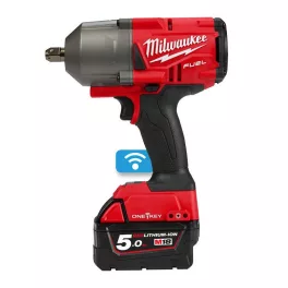   Milwaukee M18 ONEFHIWP12-502X akkus ONE-KEY™ FUEL™ nagy nyomatékú ütvecsavarozó ütközőcsappal, 1/2" négyszög meghajtással (2 x 5.0 Ah Li-ion akkuval)