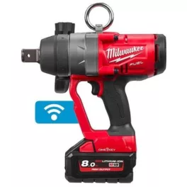   Milwaukee M18 ONEFHIWF1-802X akkus ONE-KEY™ FUEL™ nagy nyomatékú ütvecsavarozó biztosítógyűrűvel, 1" négyszög meghajtással (2 x 8.0 Ah Li-ion akkuval)