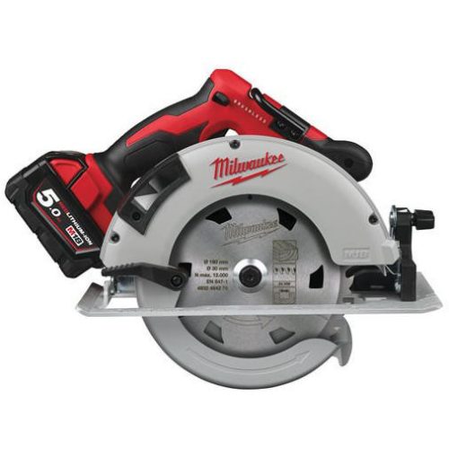 Milwaukee M18 BLCS66-502X akkus szénkefe nélküli körfűrész fához és műanyaghoz (2 x 5.0 Ah Li-ion akkuval)