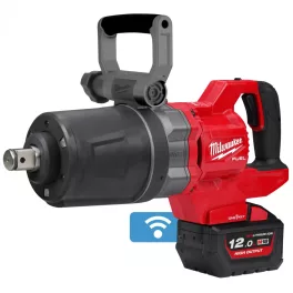   Milwaukee M18 ONEFHIWF1DS-121C akkus ONE-KEY™ FUEL™ nagy nyomatékú D-fogantyús ütvecsavarozó biztosítógyűrűvel, 1" négyszög meghajtással (1 x 12.0 Ah Li-ion akkuval)