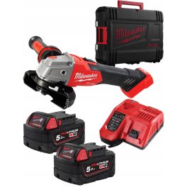   Milwaukee M18 FSAG125X-502X FUEL™ akkus szénkefe nélküli sarokcsiszoló (2 x 5.0 Ah Li-ion akkuval)