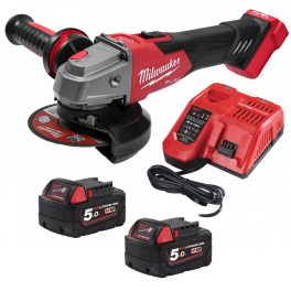   Milwaukee M18 FSAG125XB-502X FUEL™ akkus RAPIDSTOP™ szénkefe nélküli sarokcsiszoló (2 x 5.0 Ah Li-ion akkuval)