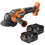 AEG BEWS 18-125BLPX2-502C Brushless akkus szénkefe nélküli sarokcsiszoló (2 x 5.0 Ah Li-ion akkuval)