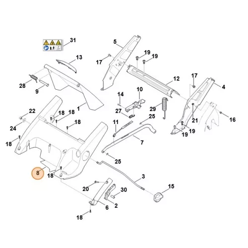 Stihl Burkolat RM 545.1, RM 545.1 T, RM 545.1 V, RM 545.1 VE Fűnyíróhoz