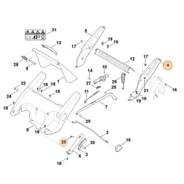   Stihl Bal oldali konzol RM 545, RM 545 T, RM 545 V, RM 545 VE, RM 545 VM, RM 545 VR, RM 545.1, RM 545.1 T, RM 545.1 V, RM 545.1 VE Fűnyíróhoz