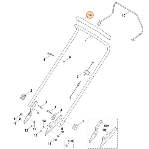 Stihl Fogantyú RM 650 T, RM 650 V, RM 650 VE, RM 650.1 VE Fűnyíróhoz