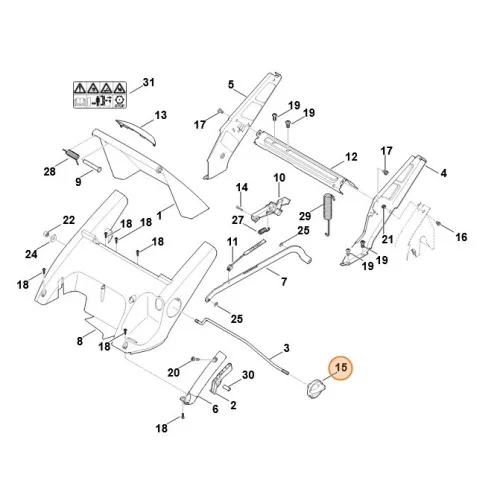 Stihl Szorító csavargomb kpl. RM 545, RM 545 T, RM 545 V, RM 545 VE, RM 545 VM, RM 545 VR, RM 545.1, RM 545.1 T, RM 545.1 V, RM 545.1 VE Fűnyíróhoz