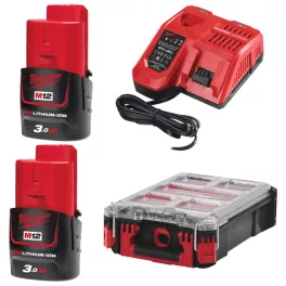   Milwaukee 2 x M12 B3 + 1 x M12-18 FC + 1 x PACKOUT™ rendszerező doboz, közepes