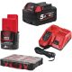 Milwaukee 1 x M12 B3 + 1 x M18 B5 + 1 x M12-18 FC + 1 x PACKOUT™ rendszerező doboz, nagy