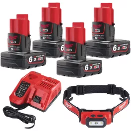  Milwaukee 4 x M12 B6 + 1 x M12-18 FC + 1 x L4 HL-301 TRUEVIEW™ újratölthető fejlámpa