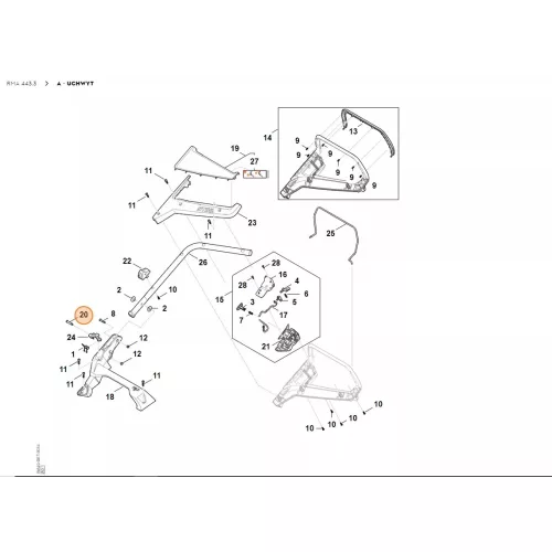 Stihl Peremes csavar RM 443.3, RM 443.3 T, RM 443.3 V, RM 448.3 T, RM 448.3 V, RM 453.3 T, RM 453.3 V, RM 650 T, RM 650 VE, RM 650.1 VE Fűnyíróhoz