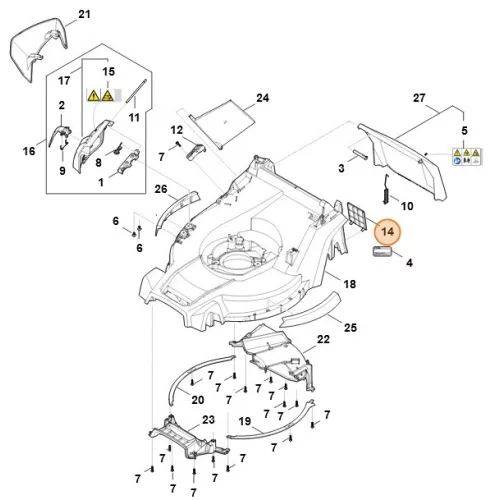 Stihl Fedél RM 443.3 T, RM 443.3 V, RM 448.3 T, RM 448.3 V Fűnyíróhoz